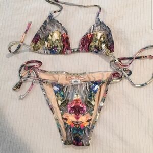 RARE MARA HOFFMAN Multicolor Gem Crystal Print Swimsuit Bikini M